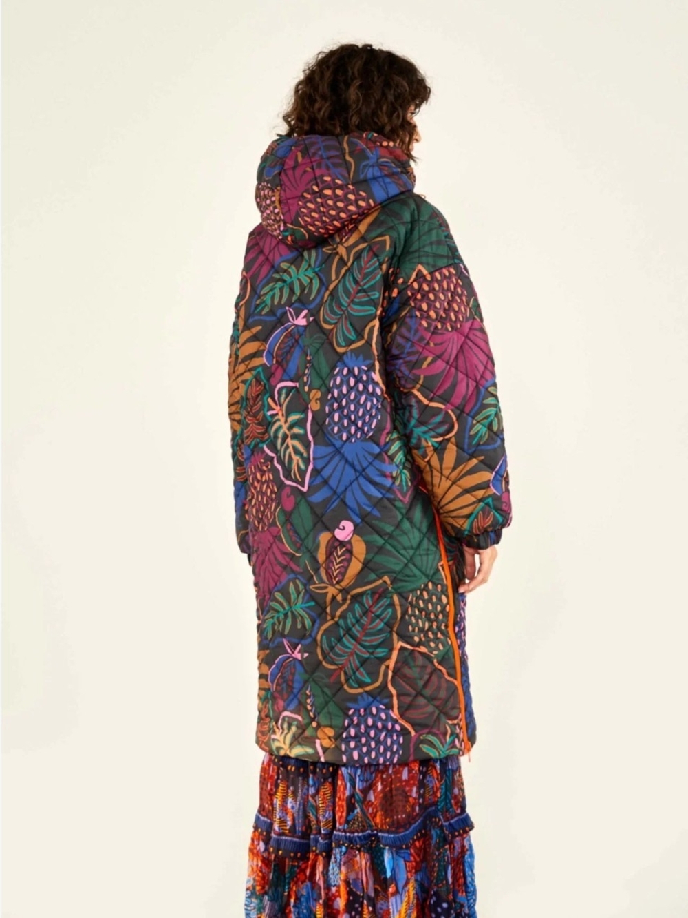 Farm Rio Reversable Hooded Parachute Coat in Multicolor